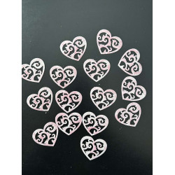 Вафельні сердечка блідо рожеві для декору 15шт